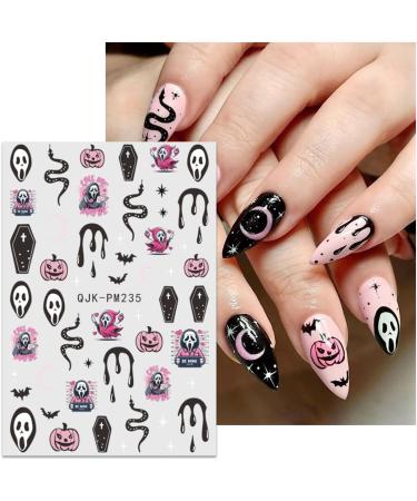 JMEOWIO 9 Sheets Halloween Nail Art Stickers Decals Self-Adhesive Cute Ghost Snake Nail Supplies Nail Art Design Decoration Accessories - Buy Online on GoSupps.com