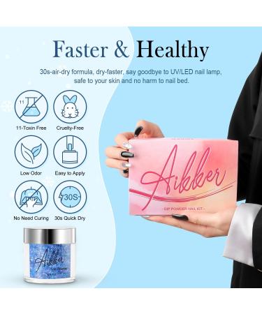 AIKKER 20 Winter Colours Dip Powder Nail Kit Starter 27 Pcs White Gray Glitter Blue Dipping Powder System with Essential Dip Liquid Set & Nail Tools for Nail Art Manicure DIY Salon Gift AK32 - Buy Online on GoSupps.com