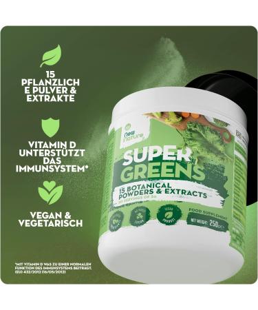 New Nature Super Greens Powder 250g | Sugar-Free Vegan Superfood Smoothie Blend | 15 Natural Superfoods for Health & Vitality - 50 Portions - Buy Online on GoSupps.com