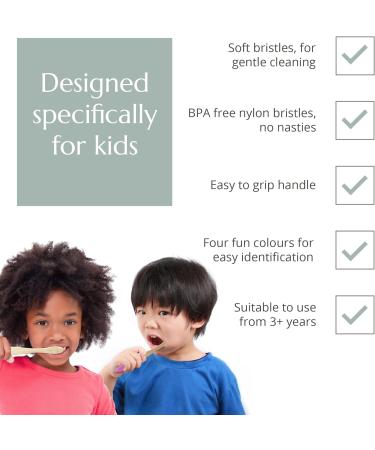 Wild & Stone Bio Children's Bamboo Toothbrush 4-Pack | Soft BPA-Free Eco-Friendly 100% Biodegradable | Vegan Multi-Colored Toothbrushes - Buy Online on GoSupps.com