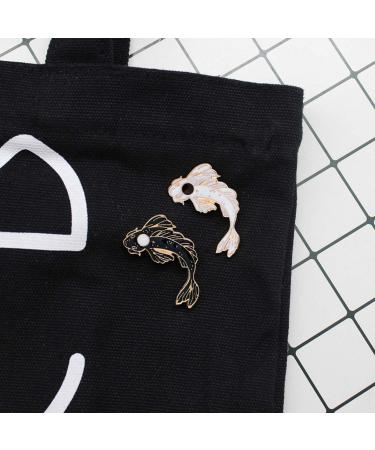 GuassLee Enamel Fish Brooch Pin Set - 2pcs Cute Black and White Cartoon Lapel Pins for Backpacks, Clothes, and DIY Accessories - Buy Online on GoSupps.com