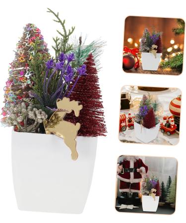 HOMSFOU 5pcs Christmas Simulation Potted Plant Tiny Christmas Tree Christmas Pine Tree Artificial Plant for Desk Decor Fake Plant Christmas Plant Decoration Small Plant Plastic Office Mini Goldenx5pcs 21X11cmx5pcs - Buy Online on GoSupps.com