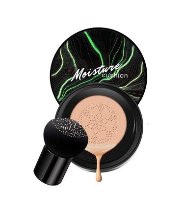 Mushroom Head Air Cushion CC Cream, Natural Moisturizing Highlighting Matte Oil Control Concealer Facial Blemish Concealer Foundation BB Cream for Women Girls (Natural)