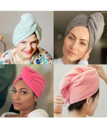 10 Pack Microfiber Hair Towel Wraps - No Frizz Turbans for Long Curly Hair - Buy Online on GoSupps.com