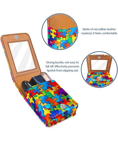 Travel Lipstick Organizer Case | Portable Makeup Bag with Mirror | Colorful Rainbow Design for Easy Cosmetics Storage - Buy Online on GoSupps.com