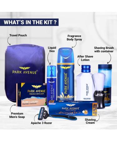Luxury Grooming Collection | 8-in-1 Combo Grooming Kit for Men | Shaving Set with Foam & After Shave | Perfect Gift for Husband & Boyfriend | Free Travel Pouch Included - Buy Online on GoSupps.com