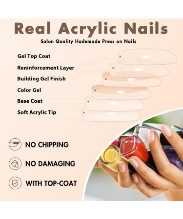 Shop KQueenest Ombre Pink Long Press On Nails | 24 Pcs Coffin & French Tips - Thick Gel Acrylic False Nails for Women - Buy Online on GoSupps.com