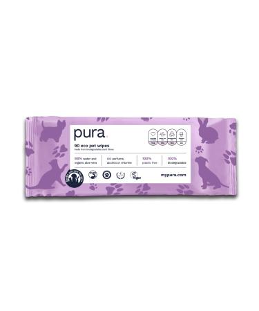 Pura KO XXL wet wipes for dogs cats and rabbits 100% plastic -free 100% biodegradable hypoallergenic care cloths for paws fur & back pages 1 pack (90 cloths) 90 pieces