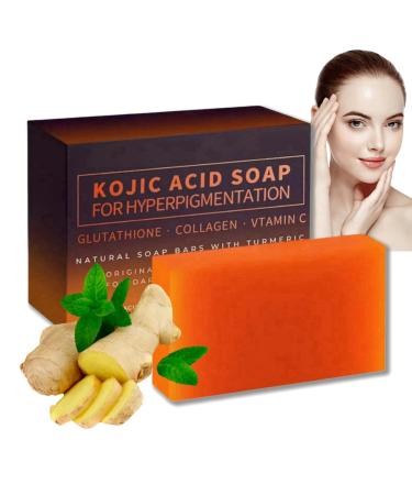 Kojic Acid Soap Turmeric Brightening Soap Turmeric Soap Bar Turmeric Kojic Acid Dark Spot Remover Soap Bars Kojic Acid Soap for Face and Body Kojic Acid & Turmeric Soap Face Soap Bar for Men and Women