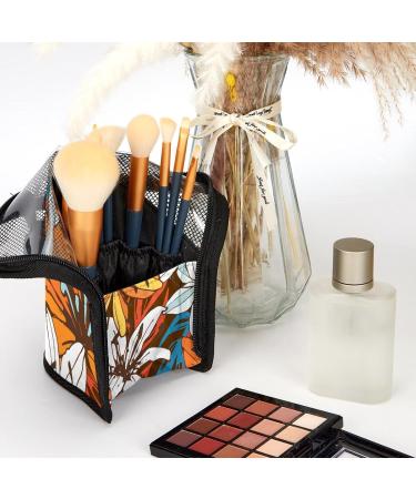 Shop White Orange Lily Travel Makeup Brush Holder - 12PCS Brush Organizer Case for Women | Stand-Up Makeup Cup - Buy Online on GoSupps.com