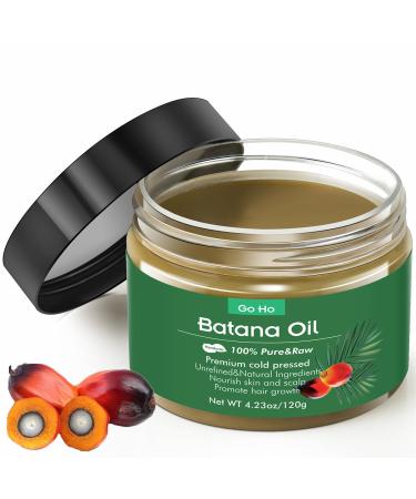 Go Ho Raw Batana Oil for Hair Growth 100% Pure Batana Oil Organic Dr. Sebi from Honduras Rich in Vitamin E Increases Shine Scalp and Hair Care for Women&Men Prevent Hair Loss(4.23oz)