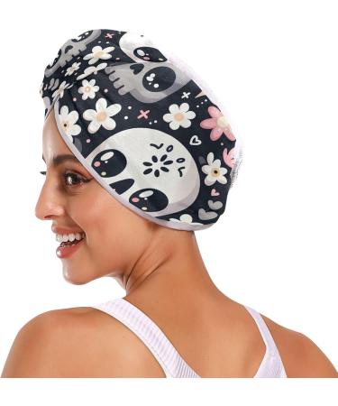 Skull Flowers Hair Towel 2 Pack | Super Absorbent Quick Dry Hair Turbans for Women & Girls - Buy Online on GoSupps.com