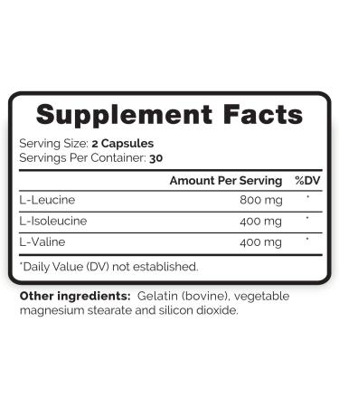 Natura BCAA Capsules - All Natural BCAAs for Recovery and Muscle Growth - Essential 2 1 1 Ratio - Pre & Post Workout Supplement - Buy Online on GoSupps.com