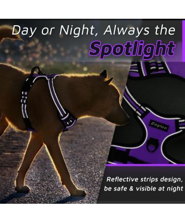 Eagloo Medium Dog Harness - Adjustable Anti-Train Harness with Reflective Strips for Walking & Jogging | Durable Purple Design (1 Pack) - Buy Online on GoSupps.com
