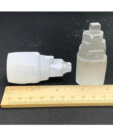 Crystal Rough 2.4" Mini Natural Selenite Tower Crystal Skyscraper Handmade Cleansing - Buy Online on GoSupps.com