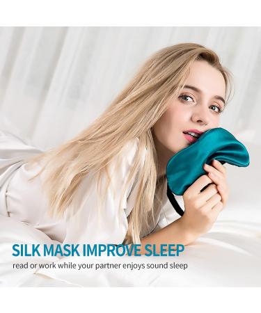 2-Pack Natural Silk Eye Mask Set with Adjustable Straps - Black and Champagne | SHJINJU Sleep Eye Mask Shade for Puffy Eyes - Buy Online on GoSupps.com