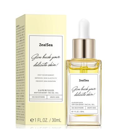 ZealSea Superfood Antioxidant Face Oil: Facial Oil with Antioxidant Rich Plant-Based Oils Hydrating Moisturizing and Smooth Dry Skin Care Gua Sha Massage Skin Therapy Oil for Women Men 1 Fl Oz 1 Fl Oz (Pack of 1)
