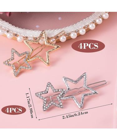 OIIKI Star Hair Clips 8pcs - Elegant Metal Hair Barrettes with Rhinestone Hairpin for Women and Girls - Buy Online on GoSupps.com