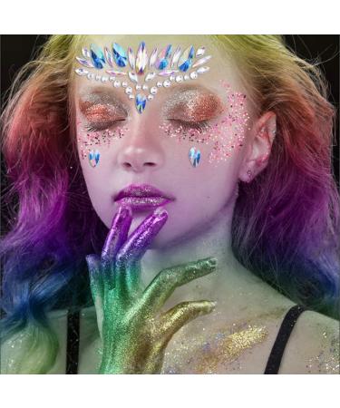 Duufin 15 Sets Face Jewels Stickers and Glitter Temporary Tattoos - Festive Mermaid Crystal Gems for Rave Party (15 Boxes Included) - Buy Online on GoSupps.com