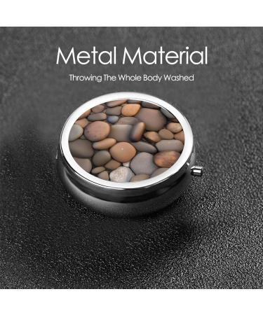 Portable Travel Pill Box - 3 Compartment Round Organizer for Medications | Beach Pebbles Design | International Shipping Available - Buy Online on GoSupps.com