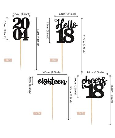 24 PCS 18th Birthday Cupcake Toppers Hello Cheers 18 Eighteen Since 2004 Cupcake Picks 18th Birthday Party Cake Decorations Supplies Black A Black 18th - Buy Online on GoSupps.com