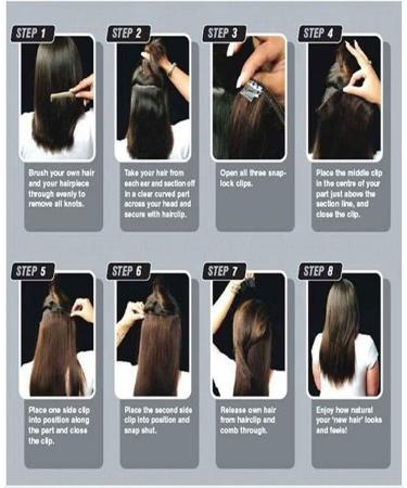 68cm Clip-In Hair Extensions - Wavy Human Hair Weft with 5 Clips | Realistic White & Brown Shades - 130g - Buy Online on GoSupps.com