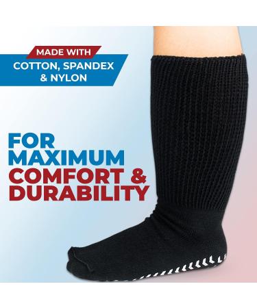 Extra Wide Diabetic Socks for Swollen Feet | Wide Calf & Grip Hospital Socks - Men & Women | Lymphedema Support - Buy Online on GoSupps.com