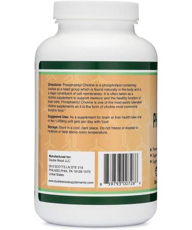 Phosphatidylcholine 1200mg Softgels - Brain Health Support - Non-GMO - Made in USA - Double Wood Supplements - Buy Online on GoSupps.com