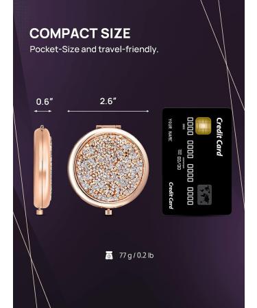 OMIRO Rose Gold Mini Mix Diamond Compact Mirror - 1X/10X Magnification - Buy Online on GoSupps.com