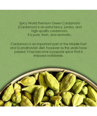 Spicy World Cardamom Pods 3.5oz - Whole Green Cardamom Pods - Aromatic Spice - Vegan - Large Size - 100g - Buy Online on GoSupps.com