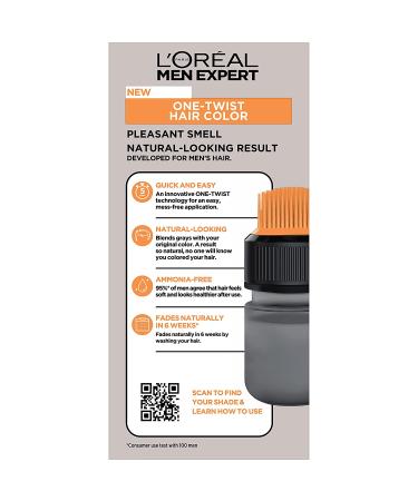 L'Oreal Paris Men Expert One Twist Mess Free Permanent Hair Color - Real Black 02 - Ammonia Free Dye to Cover Grays - Easy No Mix Application - 1 Kit - Buy Online on GoSupps.com