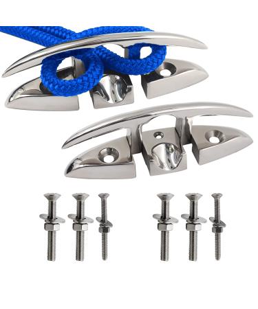 SHENGHUISS 2 Pcs 5 Inch Boat Flip Up Folding Cleat Stainless Steel 316 Deck Flush Dock Mount Cleat Mooring Rope Cleat w/Fasteners - Buy Online on GoSupps.com