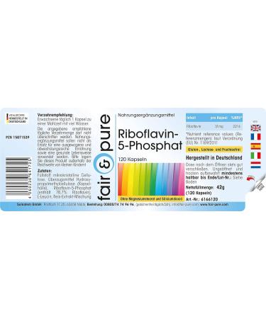 Fair & Pure Riboflavin-5-Phosphate - Vegan Vitamin B2 - 120 Capsules - Boost Energy & Metabolism - Buy Online on GoSupps.com