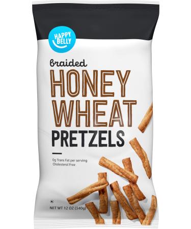 Amazon Brand - Happy Belly Braided Honey Wheat Pretzels, 12oz