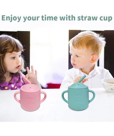 Adocham Silicone Baby Cup with Straw & Handles | BPA-Free Toddler Sippy Training Cup 5oz (Cyan) - Buy Online on GoSupps.com