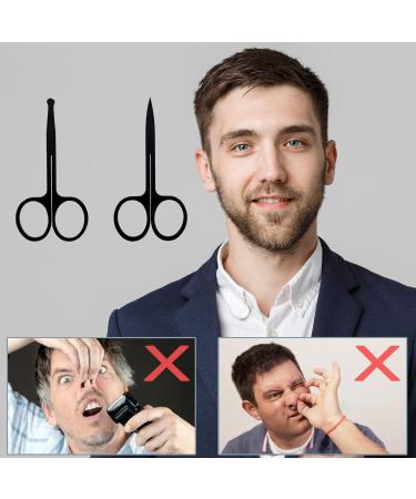 2Pcs Stainless Steel Facial Hair Scissors Set for Men & Women - Nose, Beard, Eyebrow, Eyelash Trimmer - Buy Online on GoSupps.com