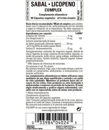 Solgar Saw Palmetto & Lycopene Complex - 50 Vegan Capsules for Wellness - Buy Online on GoSupps.com