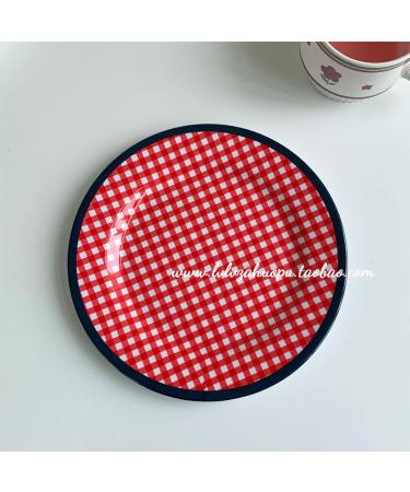 Family Restaurants Hotel Kitchens 22cm Plates Discs and Exquisite Tableware Placement (Points) Light blue checkered plate - Buy Online on GoSupps.com
