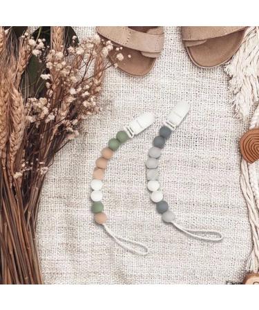 Kowlone Pacifier Chain for Girls - Silicone Dummy Clips & Holder 2-Pack (Gray & Green) - Perfect Baby Shower Gift - Buy Online on GoSupps.com