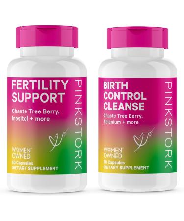 Pink Stork Fertility Supplement for Women + Birth Control Cleanse, Hormone Balance for Women, Vitex, Inositol + Folate + Ashwagandha, 2 Pack