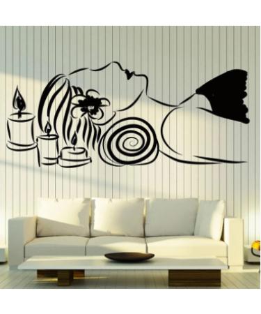 Massage beauty salon wall sticker vinyl sticker spa relaxing relax wall pictures unique design inner wall decor sticker female94cm x 42cm