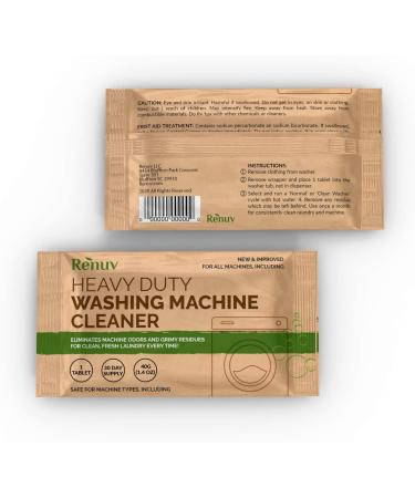 Renuv Washing Machine Cleaner Tablets - 40g Eco-Friendly Solution for Front Load, Top Load, HE Machines - Deep Cleans and Dissolves Slowly for Maximum Effect - Buy Online on GoSupps.com