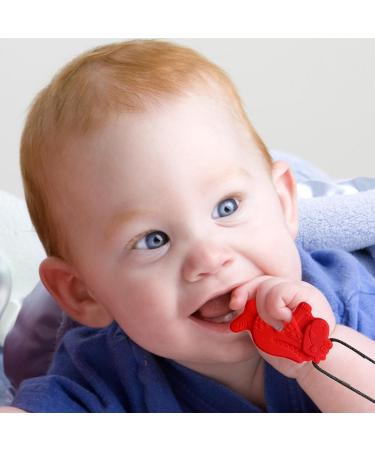 Buy Cute Dinosaur Sensory Chewing Chains | Portable Silicone Bite Chain for Kids | Red Oral Engine Chewing Toy - Buy Online on GoSupps.com