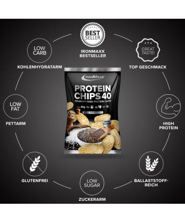 Ironmaxx Protein Chips 40 - Black Pepper & Salt | High Protein Low Carb Gluten-Free Snack | 50g | International Shipping Available - Buy Online on GoSupps.com
