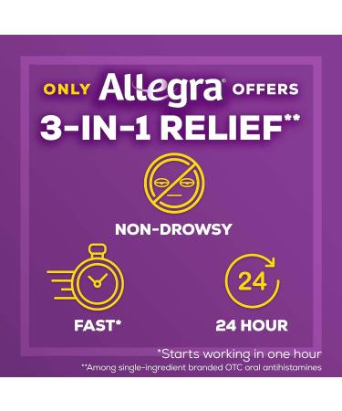 Allegra Adult 24HR Non-Drowsy Antihistamine 30 Tablets - Fast-acting Allergy Relief - 180mg, 30 Count - Buy Online on GoSupps.com