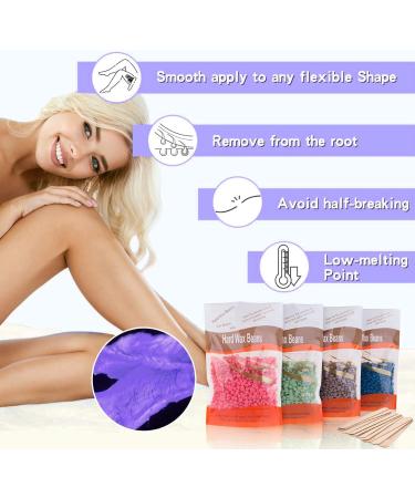 Hard Wax Beads 4 X 100G Painless Hard Wax Beans with 10 Applicators Professional Wax Beads for Eyebrow Armpit Bikini Back Chest Legs Painless Hair Removal 4 Packs Wax - Buy Online on GoSupps.com