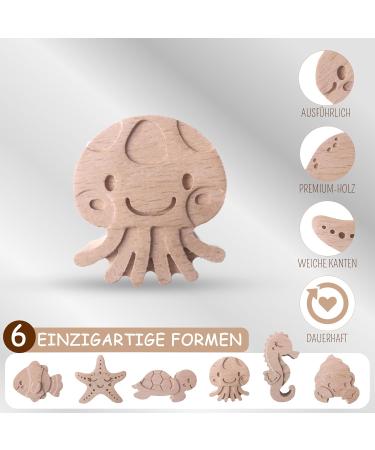 Coffelli Marine Animals Furniture Buttons - 6 Pack Wooden Knobs for Children's Rooms & Drawers | Beech & Birch Wood - Buy Online on GoSupps.com