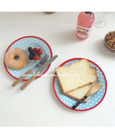 Family Restaurants Hotel Kitchens 22cm Plates Discs and Exquisite Tableware Placement (Points) Light blue checkered plate