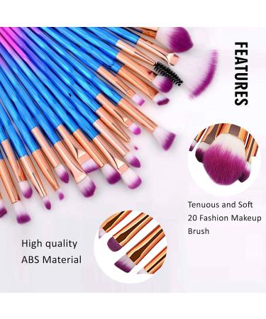 GreenLife Makeup Brushes set 20 pcs Unicorn eye Makeup Brush kit Premium Synthetic Face Eyes Eyeliner Foundation Brush Blending Eyeshadow Blush Concealer Cosmetic Brushes Powder Cream Brush - Blue - Buy Online on GoSupps.com