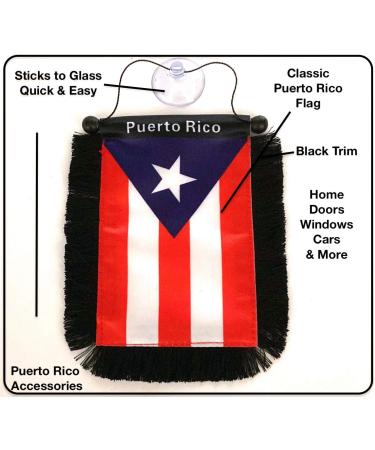 Puerto Rico Car Flag Decals - Quality Mini Banner for Windows - Puerto Rican PR Home Accessories - Ideal Car Flag Accessory for Men and Women - Buy Online on GoSupps.com